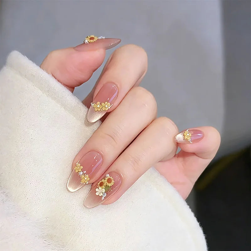 30pcs Sweet Cute High-End Handmade Press on Nails False Nails for Women Pure Style Artificial Acrylic Nail Tips for Gifts