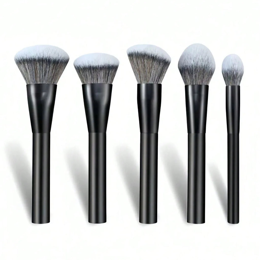 5-piece facial makeup brush set: foundation brush, powder brush, blush brush, concealer brush, contour brush, blending brush. High-end makeup brushes with oil-coated handles for a comfortable feel. Professional-grade makeup t