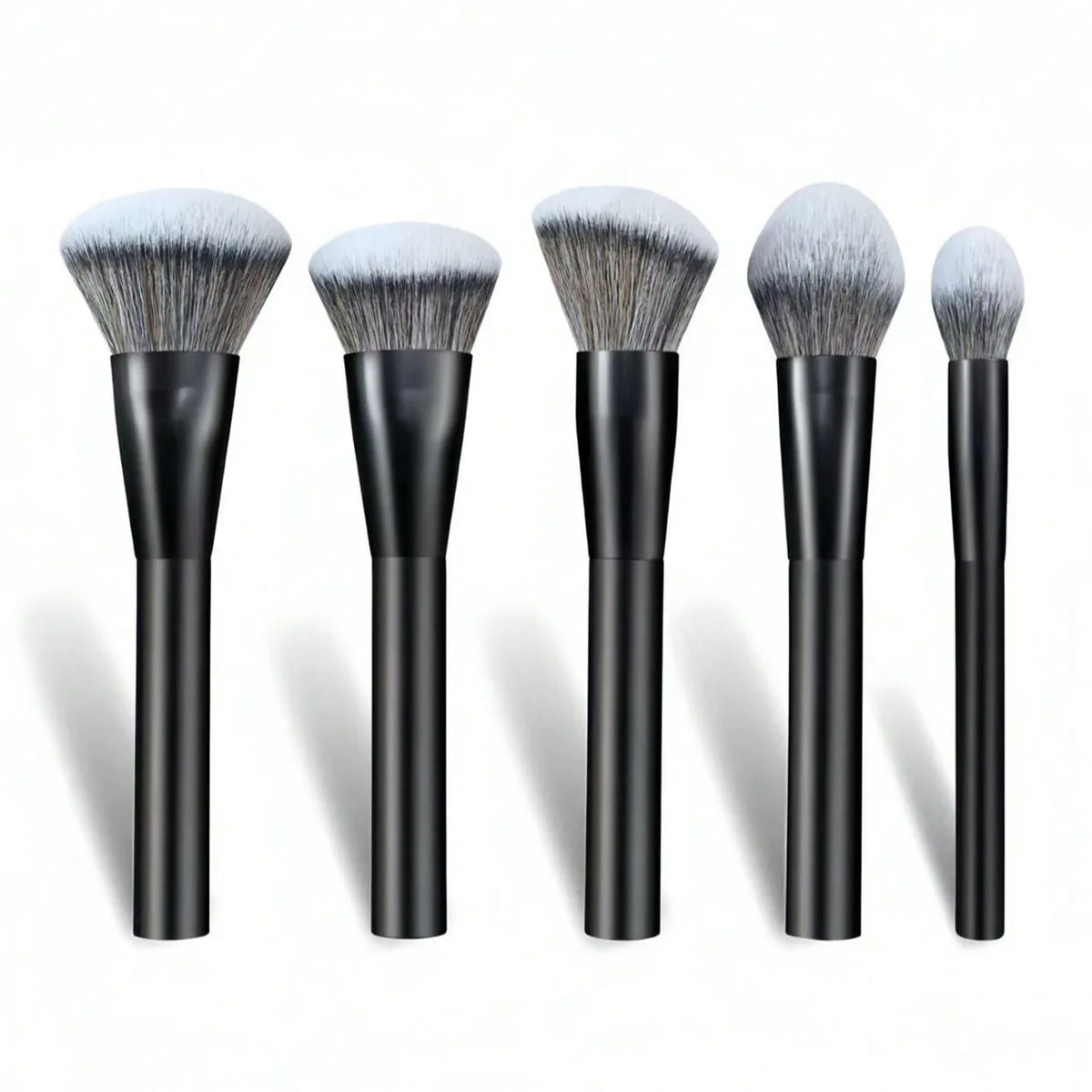 5-piece facial makeup brush set: foundation brush, powder brush, blush brush, concealer brush, contour brush, blending brush. High-end makeup brushes with oil-coated handles for a comfortable feel. Professional-grade makeup t