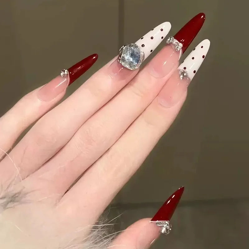 30pcs Sweet Cute High-End Handmade Press on Nails False Nails for Women Pure Style Artificial Acrylic Nail Tips for Gifts