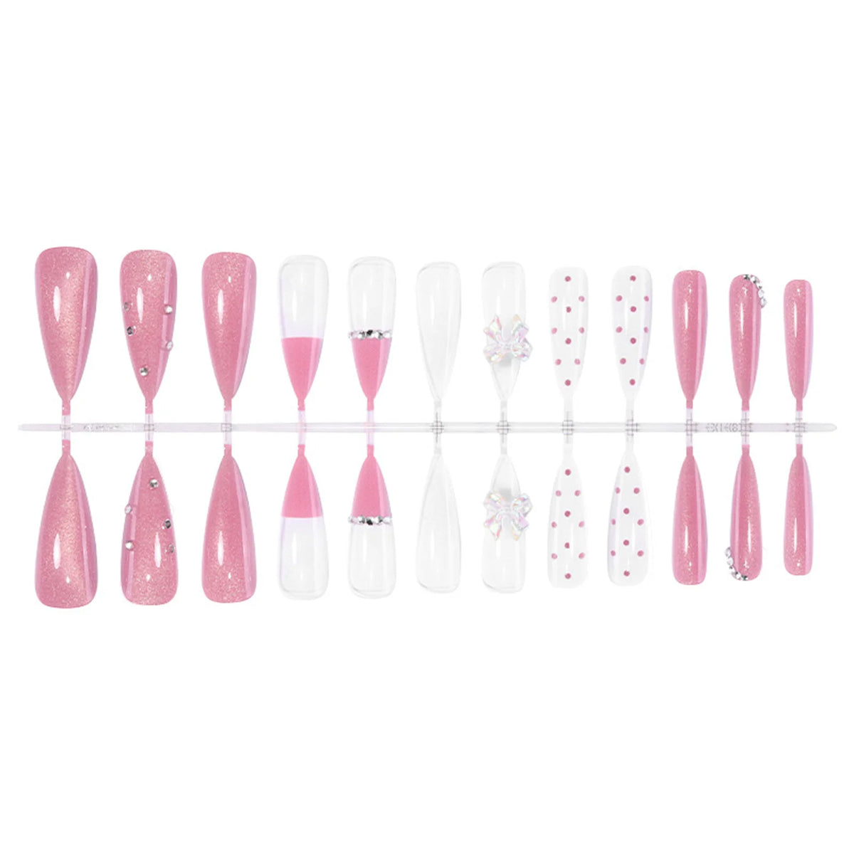24PCS False Nails Long Pointed False Nails French Tip Pink Manicure Nail Tips Women Daily Wear Wearable False Nails Woman