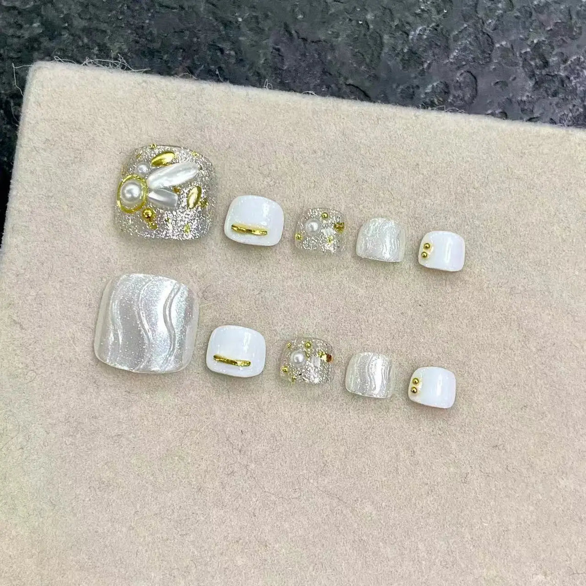 10pcs Handmade Pressed Foot Nails Art, Nice Fake Toenails, Pink Flowers Blooming Gently And Luxuriously, Perfect For Women