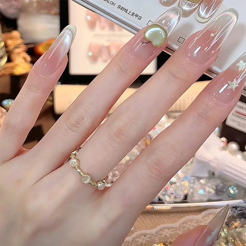 30pcs Sweet Cute High-End Handmade Press on Nails False Nails for Women Pure Style Artificial Acrylic Nail Tips for Gifts