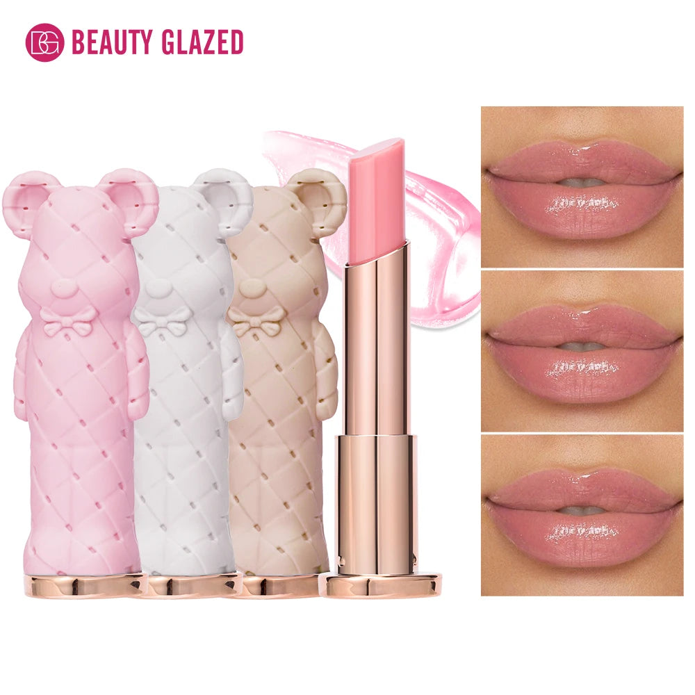Beauty Glazed Bear Moisturizing Lipstick,Colored Lip Balm,Nourishing Lip stick,Easy To Color,Watery