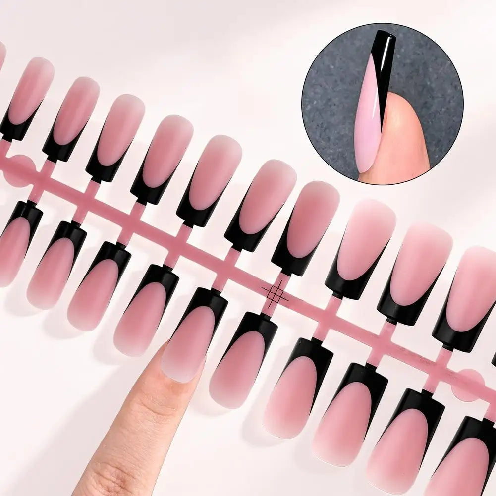 NEW Matte Press on Nails French Tip Medium False Nails Set Full Cover Fake Nails Wearable Nails Art Tips DIY Manicure
