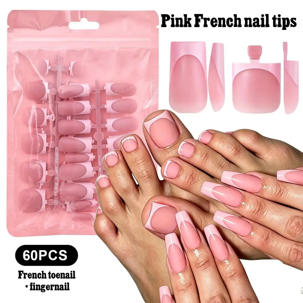 NEW Matte Press on Nails French Tip Medium False Nails Set Full Cover Fake Nails Wearable Nails Art Tips DIY Manicure