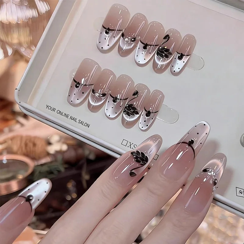 30pcs Sweet Cute High-End Handmade Press on Nails False Nails for Women Pure Style Artificial Acrylic Nail Tips for Gifts