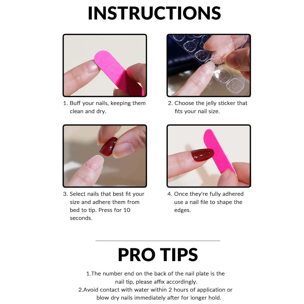 24 PCs Fake Nails with 1 Nail Glue and 1 Nail File